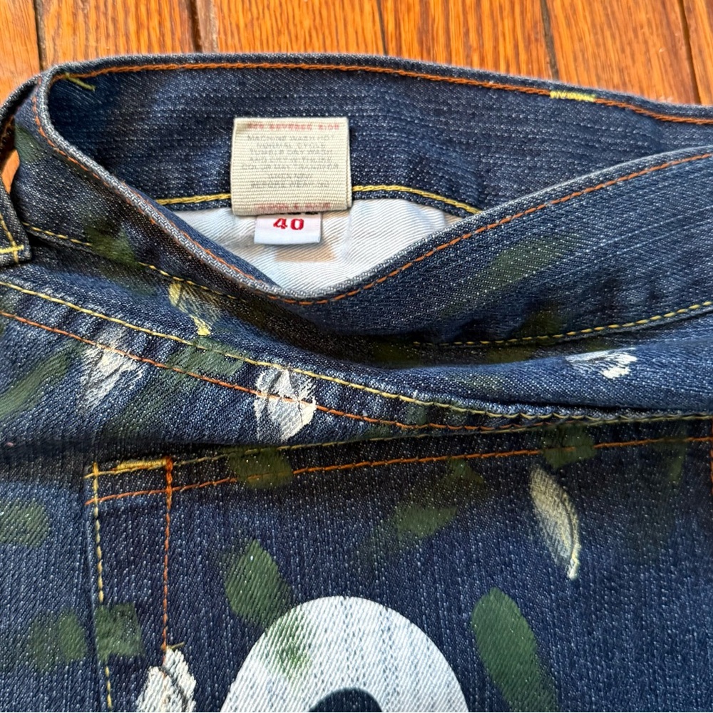 Y2K Evisu Dragon Koi Fish Hand Painted Vintage Denim Jeans - Picture 9 of 16